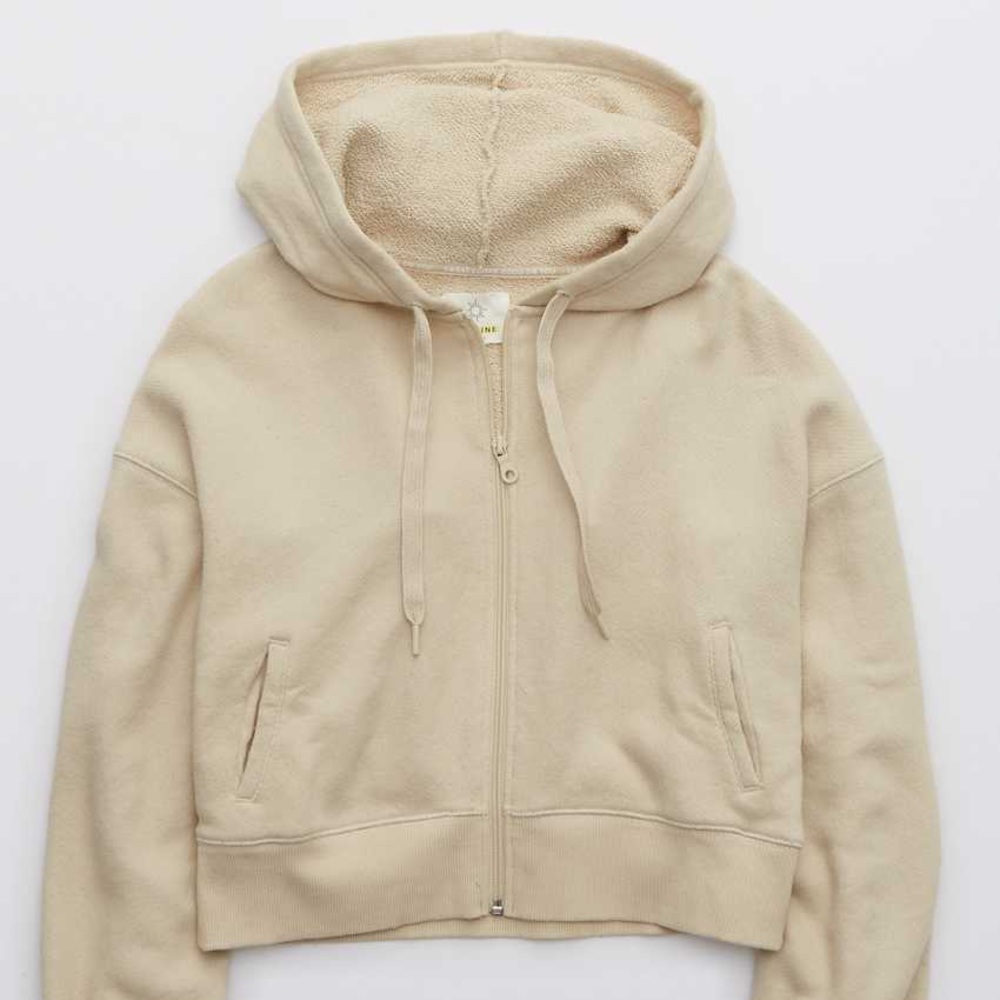 Aerie Offline Cropped Zipup Hoodie Size Large